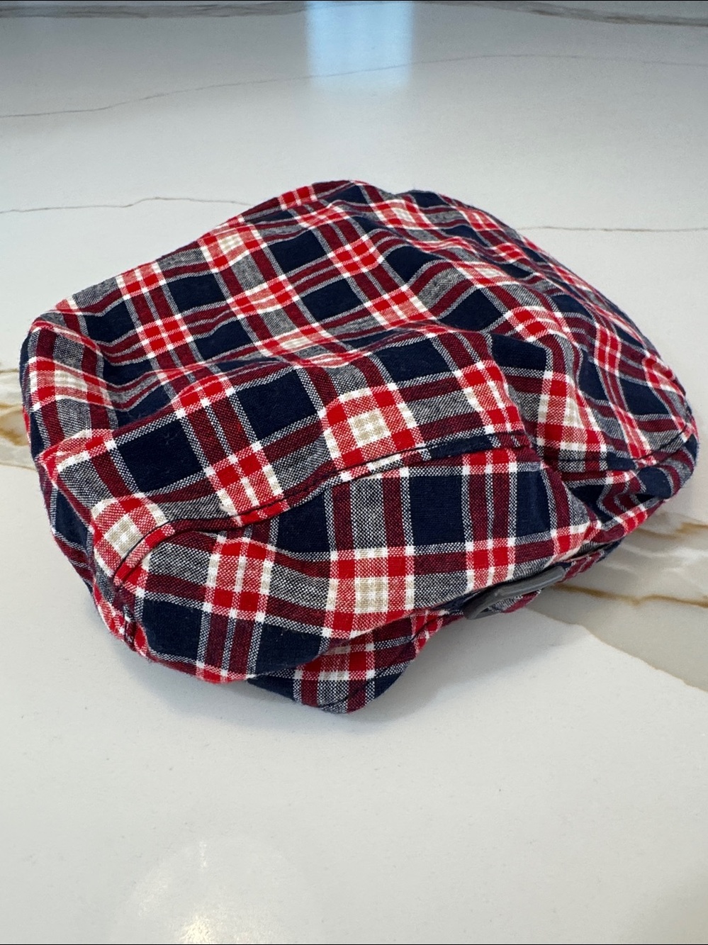 Janie and Jack Red Navy Plaid Newsboy Cap - Picture 4 of 16